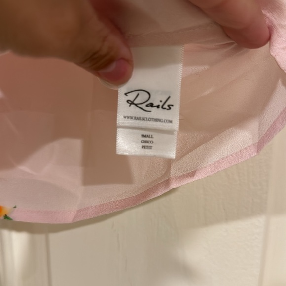 Rails Thea Peach Print Silk Tie-Front Top Blouse Small - Picture 4 of 6